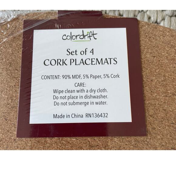 Christmas Cork Backed Hard Placemats 15in Holiday Snowman & Poinsettia 4pc New - Picture 8 of 9